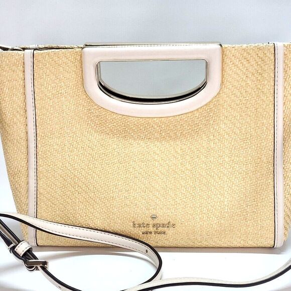 kate spade Alexia Straw Crossbody Clutch White Handbag 12"x8" Retired Cottage - Picture 2 of 16
